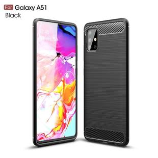 For Galaxy A51 Brushed Texture Carbon Fiber TPU Case(Black)