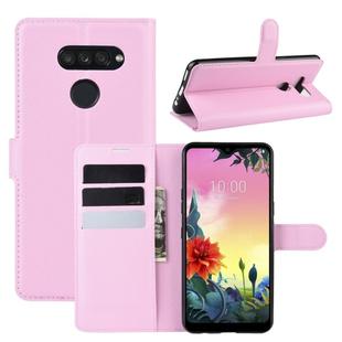 For LG K50S Litchi Texture Horizontal Flip Protective Case with Holder & Card Slots & Wallet(Pink)