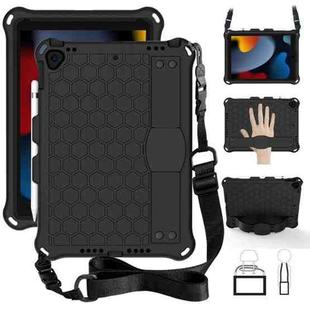 For iPad  Air 2019 10.5 Honeycomb Design EVA + PC Four Corner Anti Falling Flat Protective Shell With Straps(Black+Black)