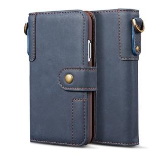 For iPhone 6 Cowhide Texture Horizontal Flip Leather Case with Holder & Card Slots & Wallet & Lanyard(Blue)