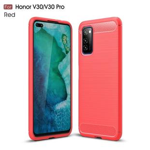 For Huawei Honor V30 / V30 Pro Brushed Texture Carbon Fiber TPU Case(Red)