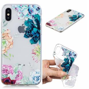 For iPhone X / XS 3D Pattern Transparent TPU Case(The Stone Flower)