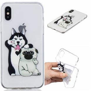 For iPhone X / XS 3D Pattern Transparent TPU Case(Self-portrait Dog)