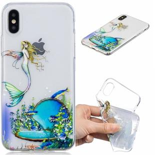 For iPhone XR 3D Pattern Transparent TPU Case(Mermaid)