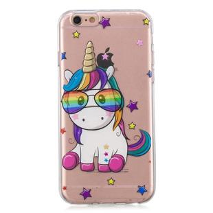 For iPhone SE 2022 / SE 2020 / 8 / 7 3D Pattern Transparent TPU Case(Eyeglasses Unicorn)