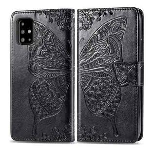 For Galaxy A51    Butterfly Love Flowers Embossing Horizontal Flip Leather Case with Holder & Card Slots & Wallet & Lanyard(Black)