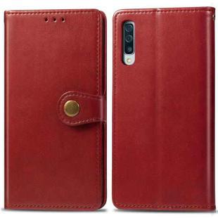 For Galaxy A70s Retro Solid Color Leather Buckle Mobile Phone Protection Leather Case with Photo Frame & Card Slot & Wallet & Bracket Function(Red)