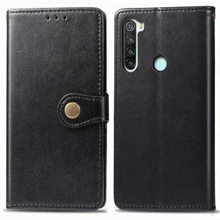 For Xiaomi Redmi Note 8T Retro Solid Color Leather Buckle Mobile Phone Protection Leather Case with Photo Frame & Card Slot & Wallet & Bracket Function(Black)