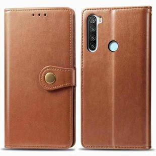 For Xiaomi Redmi Note 8T Retro Solid Color Leather Buckle Mobile Phone Protection Leather Case with Photo Frame & Card Slot & Wallet & Bracket Function(Brown)