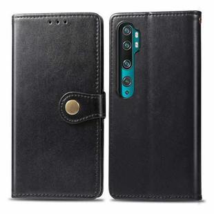 For Xiaomi CC9 Pro / Note 10 Retro Solid Color Leather Buckle Mobile Phone Protection Leather Case with Photo Frame & Card Slot & Wallet & Bracket Function(Black)