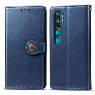 For Xiaomi CC9 Pro / Note 10 Retro Solid Color Leather Buckle Mobile Phone Protection Leather Case with Photo Frame & Card Slot & Wallet & Bracket Function(Blue)