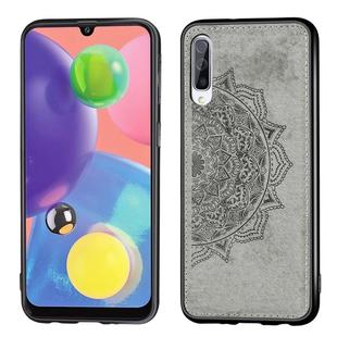 For Galaxy A70s Embossed Mandala Pattern PC + TPU + Fabric Phone Case with Lanyard & Magnetic(Gray)