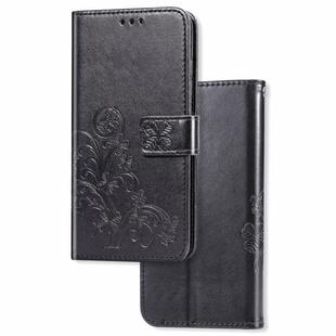 For Xiaomi Redmi Note 8T Lucky Clover Pressed Flowers Pattern Leather Case with Holder & Card Slots & Wallet & Hand Strap(Black)