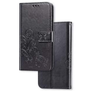 For Galaxy A70s Lucky Clover Pressed Flowers Pattern Leather Case with Holder & Card Slots & Wallet & Hand Strap(Black)