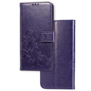 For Galaxy A70s Lucky Clover Pressed Flowers Pattern Leather Case with Holder & Card Slots & Wallet & Hand Strap(Purple)