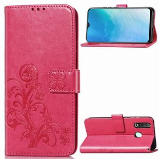 For Vivo Y19 Four-leaf Clasp Embossed Buckle Mobile Phone Protection Leather Case with Lanyard & Card Slot & Wallet & Bracket Function(Magenta)