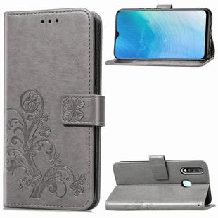 For Vivo Y19 Four-leaf Clasp Embossed Buckle Mobile Phone Protection Leather Case with Lanyard & Card Slot & Wallet & Bracket Function(Gray)