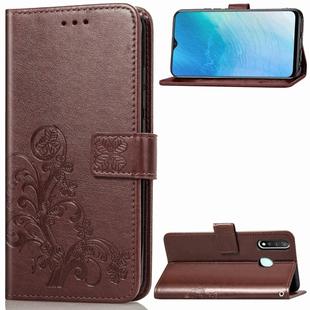 For Vivo Y19 Four-leaf Clasp Embossed Buckle Mobile Phone Protection Leather Case with Lanyard & Card Slot & Wallet & Bracket Function(Brown)