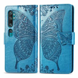 For Xiaomi Mi CC9 Pro / Note 10 / Note 10 Pro Butterfly Love Flower Embossed Horizontal Flip Leather Case with Bracket Lanyard Card Slot Wallet(Blue)