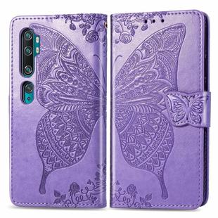 For Xiaomi Mi CC9 Pro / Note 10 / Note 10 Pro Butterfly Love Flower Embossed Horizontal Flip Leather Case with Bracket Lanyard Card Slot Wallet(Light Purple)