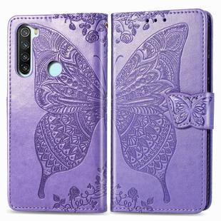 For Xiaomi Redmi Note 8T Butterfly Love Flower Embossed Horizontal Flip Leather Case with Bracket Lanyard Card Slot Wallet(Light Purple)
