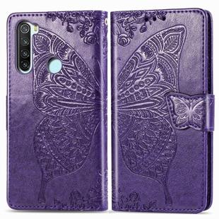 For Xiaomi Redmi Note 8T Butterfly Love Flower Embossed Horizontal Flip Leather Case with Bracket Lanyard Card Slot Wallet(Dark Purple)