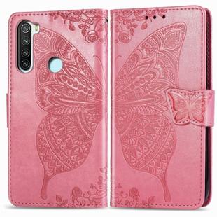 For Xiaomi Redmi Note 8T Butterfly Love Flower Embossed Horizontal Flip Leather Case with Bracket Lanyard Card Slot Wallet(Pink)