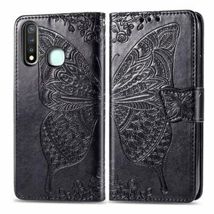 For Vivo Y19 Butterfly Love Flower Embossed Horizontal Flip Leather Case with Bracket / Card Slot / Wallet / Lanyard(Black)