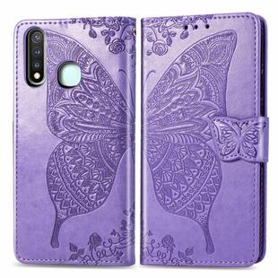 For Vivo Y19 Butterfly Love Flower Embossed Horizontal Flip Leather Case with Bracket / Card Slot / Wallet / Lanyard(Light Purple)