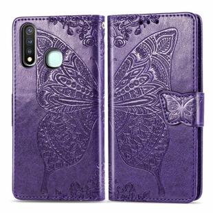 For Vivo Y19 Butterfly Love Flower Embossed Horizontal Flip Leather Case with Bracket / Card Slot / Wallet / Lanyard(Dark Purple)