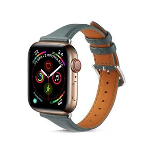For Apple Watch 3 / 2 / 1 Generations 42mm Universal Thin Leather Watch Band(Blackish Green)