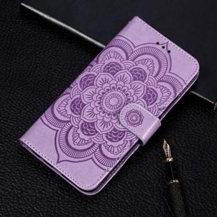 For Galaxy A70s  Mandala Embossing Pattern Horizontal Flip Leather Case with Holder & Card Slots & Wallet & Photo Frame & Lanyard(Purple)