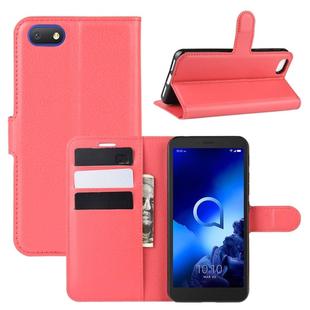 For Alcatel 1v (2019) （Fingerprint-free Version）Litchi Texture Horizontal Flip Protective Case with Holder & Card Slots & Wallet(Red)