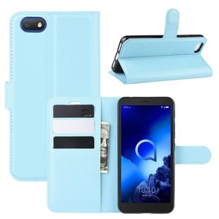 For Alcatel 1v (2019) （Fingerprint-free Version）Litchi Texture Horizontal Flip Protective Case with Holder & Card Slots & Wallet(Blue)
