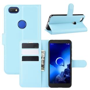 For Alcatel 1v (2019) （Fingerprint Version）Litchi Texture Horizontal Flip Protective Case with Holder & Card Slots & Wallet(Blue)