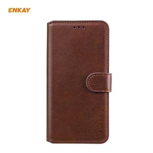 For Samsung Galaxy A21 ENKAY Hat-Prince Horizontal Flip Leather Case with Holder & Card Slots & Wallet(Brown)