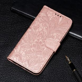 For Nokia 7.2   Lace Flower Embossing Pattern Horizontal Flip Leather Case with Holder & Card Slots & Wallet & Photo Frame & Lanyard(Rose Gold)