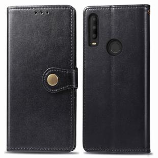 For Alcatel 3X 2019 Retro Solid Color Leather Buckle Mobile Phone Protection Leather Case with Photo Frame & Card Slot & Wallet & Bracket Function(Black)