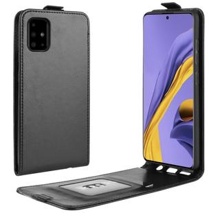 For Galaxy A51 (4G)  R64 Texture Single Vertical Flip Leather Protective Case with Card Slots & Photo Frame(Black)