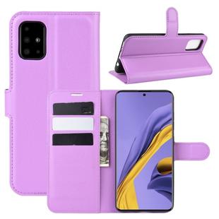 For Galaxy A51 (4G) Litchi Texture Horizontal Flip Protective Case with Holder & Card Slots & Wallet(Purple)
