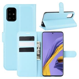 For Galaxy A51 (4G) Litchi Texture Horizontal Flip Protective Case with Holder & Card Slots & Wallet(Blue)