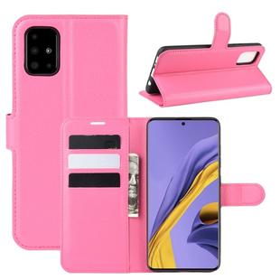 For Galaxy A51 (4G) Litchi Texture Horizontal Flip Protective Case with Holder & Card Slots & Wallet(Rose Red)