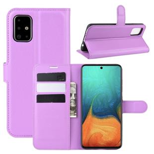 For Galaxy A71 Litchi Texture Horizontal Flip Protective Case with Holder & Card Slots & Wallet(Purple)