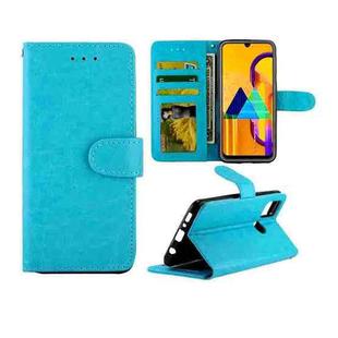 For Galaxy M30s Crazy Horse Texture Leather Horizontal Flip Protective Case with Holder & Card Slots & Wallet & Photo Frame(Baby Blue)