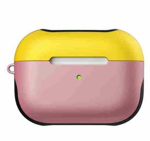 For Apple AirPods Pro Glossy PC Bluetooth Headphone Protective Case(Yellow+Pink)