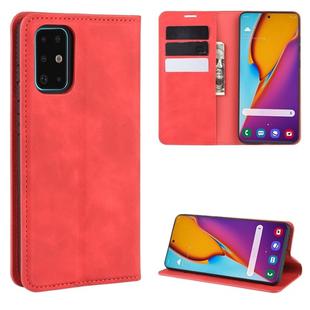 For Galaxy S20+ Retro-skin Business Magnetic Suction Leather Case with Holder & Card Slots & Wallet(Red)