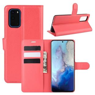 For Galaxy S20 Litchi Texture Horizontal Flip Protective Case with Holder & Card Slots & Wallet(Red)