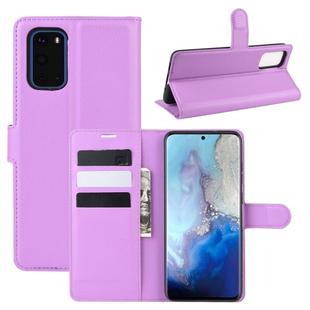 For Galaxy S20 Litchi Texture Horizontal Flip Protective Case with Holder & Card Slots & Wallet(Purple)