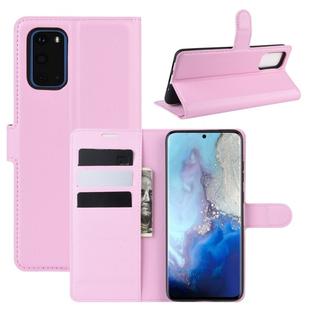 For Galaxy S20 Litchi Texture Horizontal Flip Protective Case with Holder & Card Slots & Wallet(Pink)