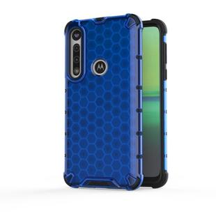 For Motorola Moto G8 Plus Shockproof Honeycomb PC + TPU Case(Blue)